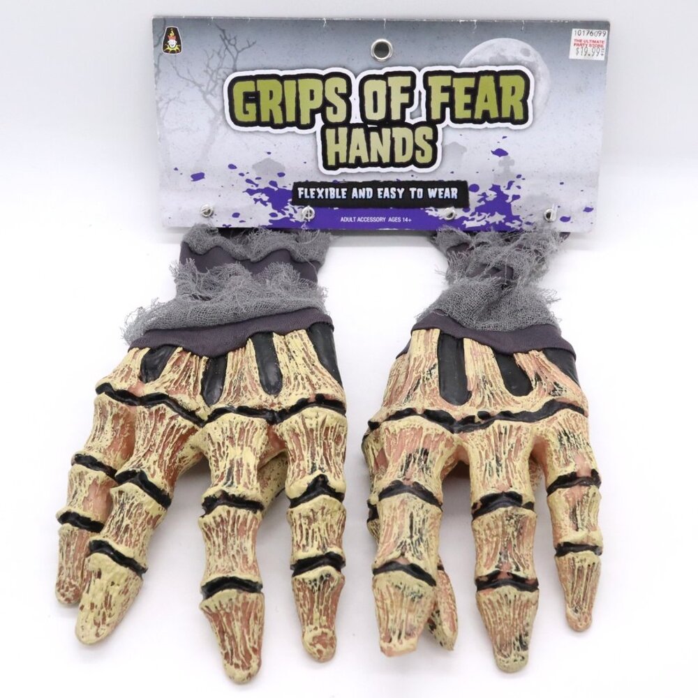 Gauze Bones Skeleton Hands Latex Gloves Halloween Costume Grips Of Fear New